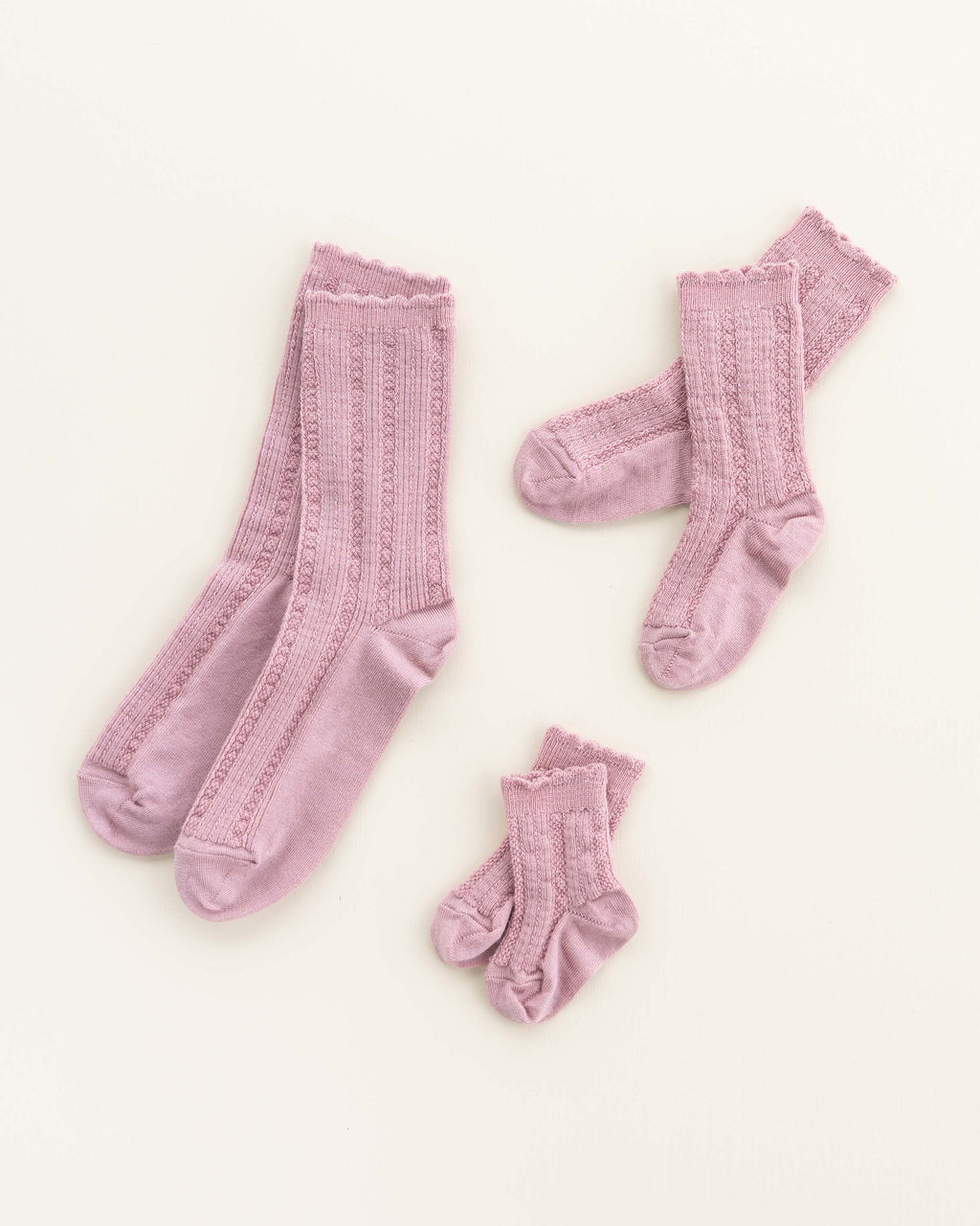 Ajour Babysocken aus Wolle - cameo rose