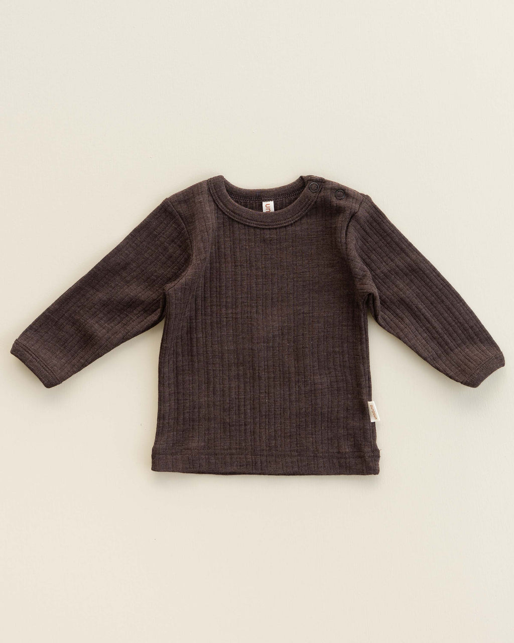 Babyshirt Langarmshirt Rippe Wolle/Seide - cocoa