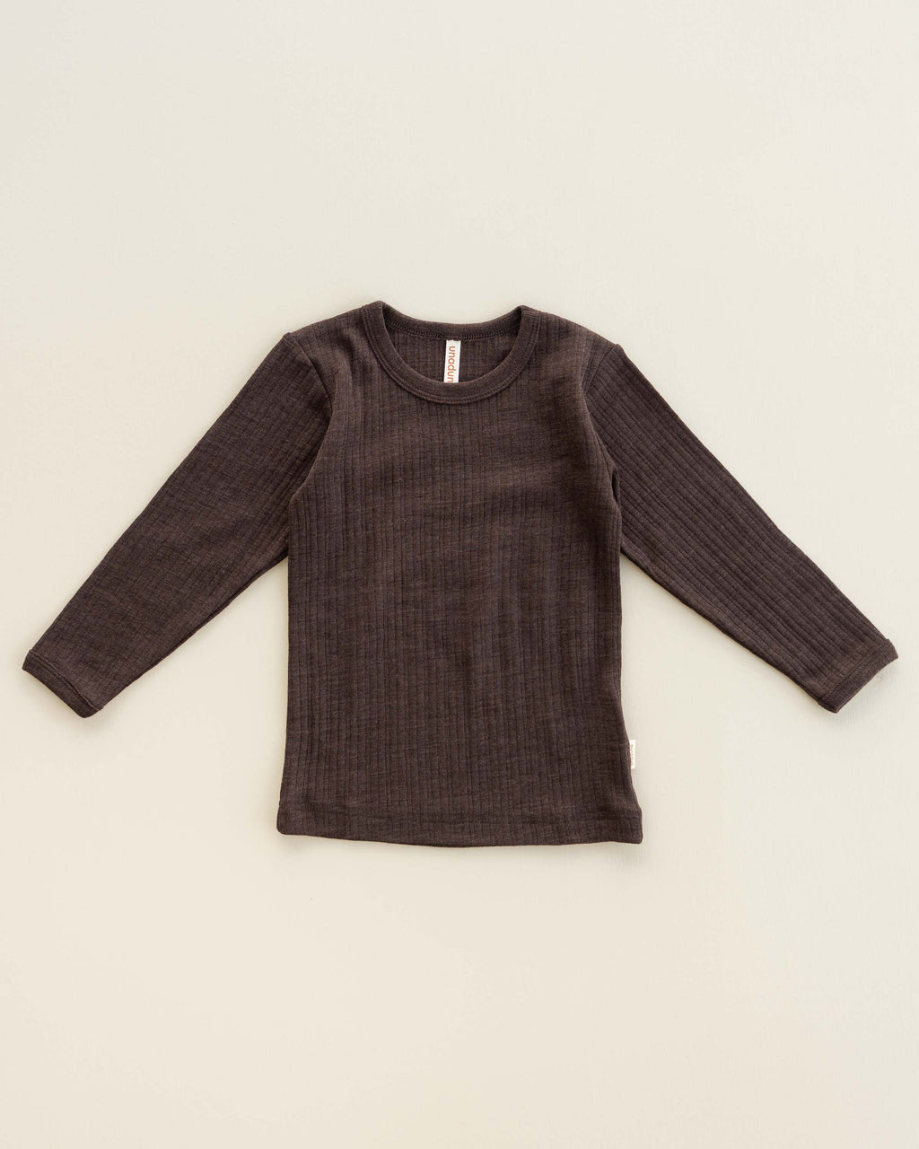 Shirt langarm Rippe aus Wolle/Seide - cocoa