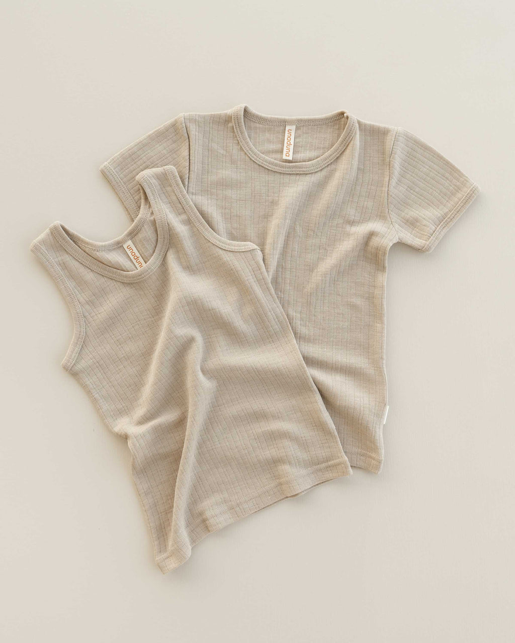 Kinder-Shirt Kurzarm gestreift Ajour Wolle/Seide - Wakame