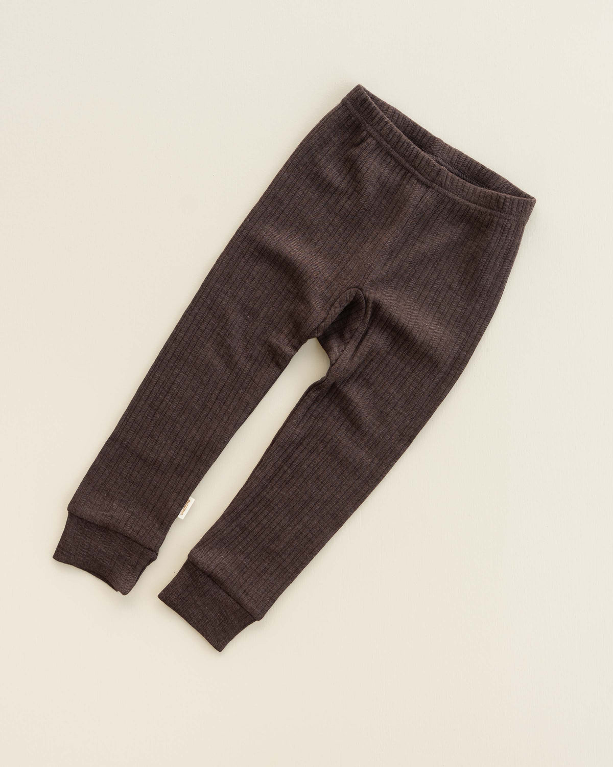 Kinder Leggings Rippe aus Wolle/Seide - cocoa 