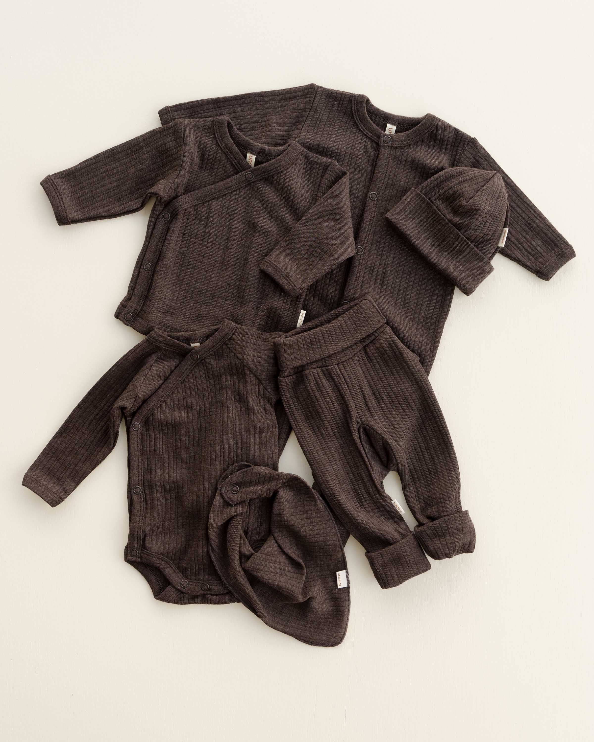 Wickel-Cardigan Rippe aus Wolle/Seide - cocoa