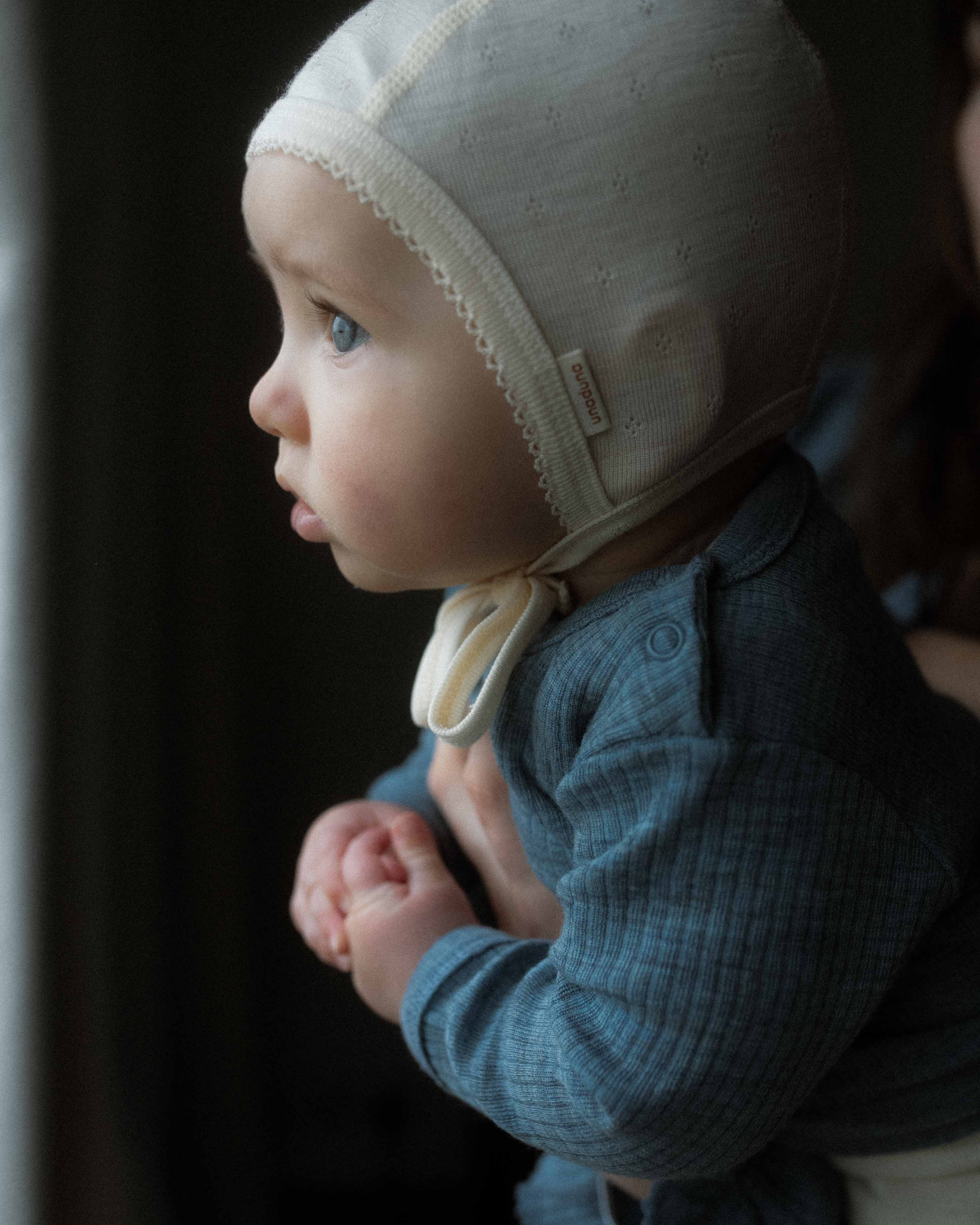 Babyhäubchen ajour aus wolle/seide - munkki