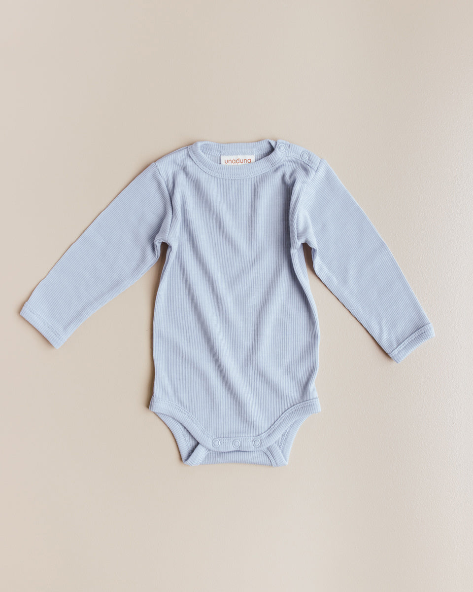 unaduna baby body tiny rib wool:silk blue bird