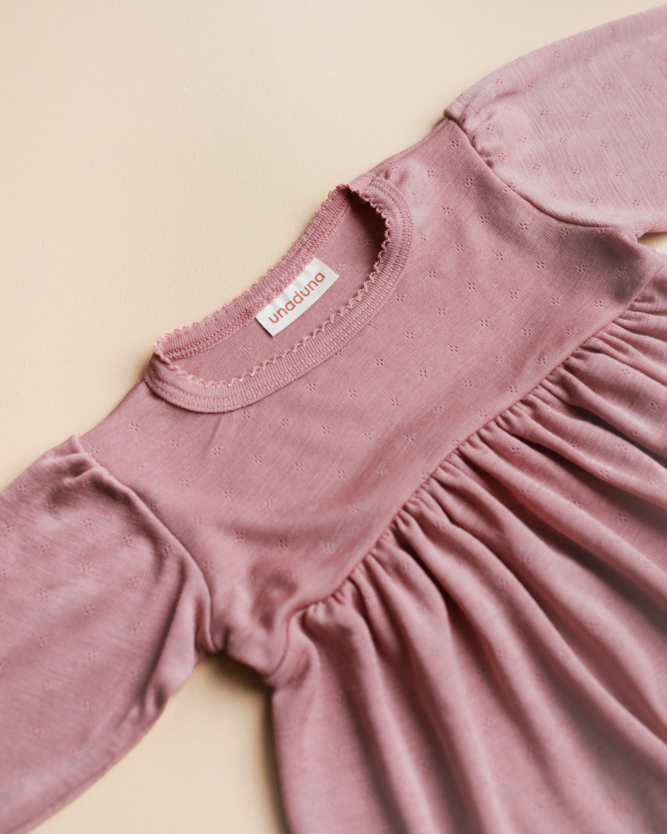 unaduna baby dress wool silk cameo rose