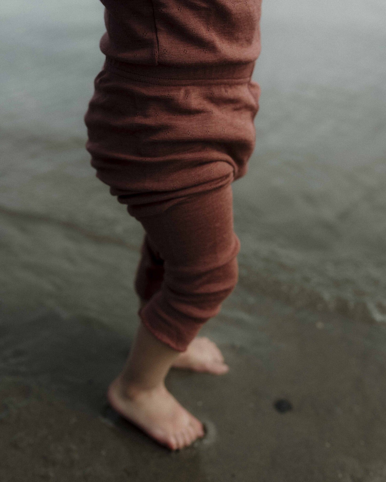 Unaduna baby legging henna dune pointelle wol zijde