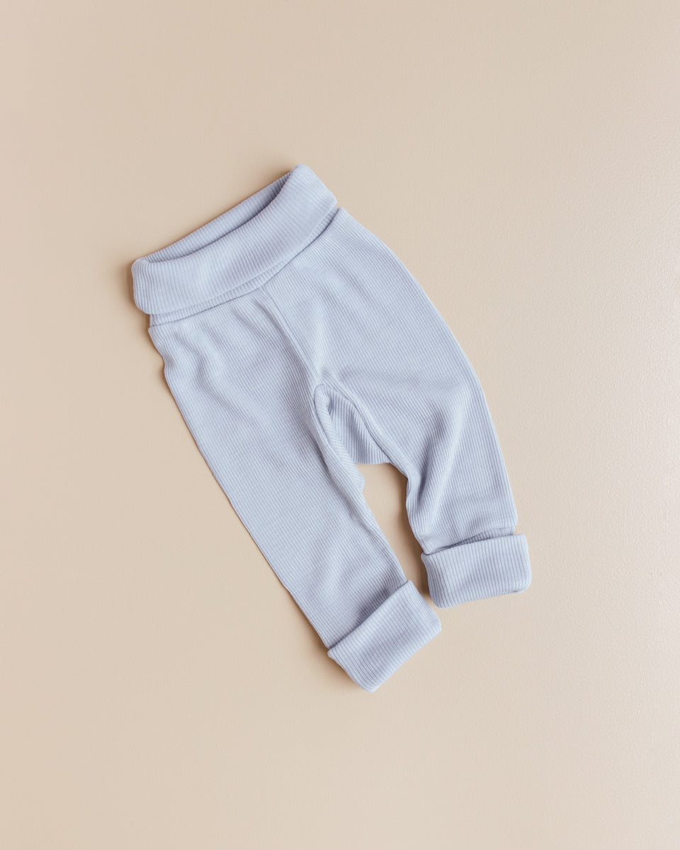 Unaduna baby pants tiny rib wool silk blue bird
