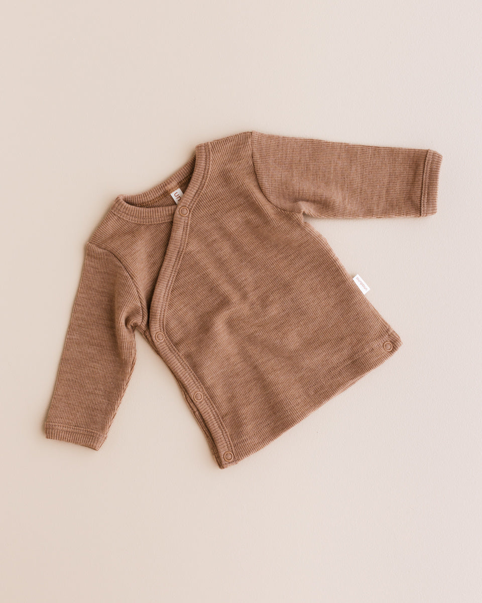 unaduna Baby wrap-around cardigan wool - semla