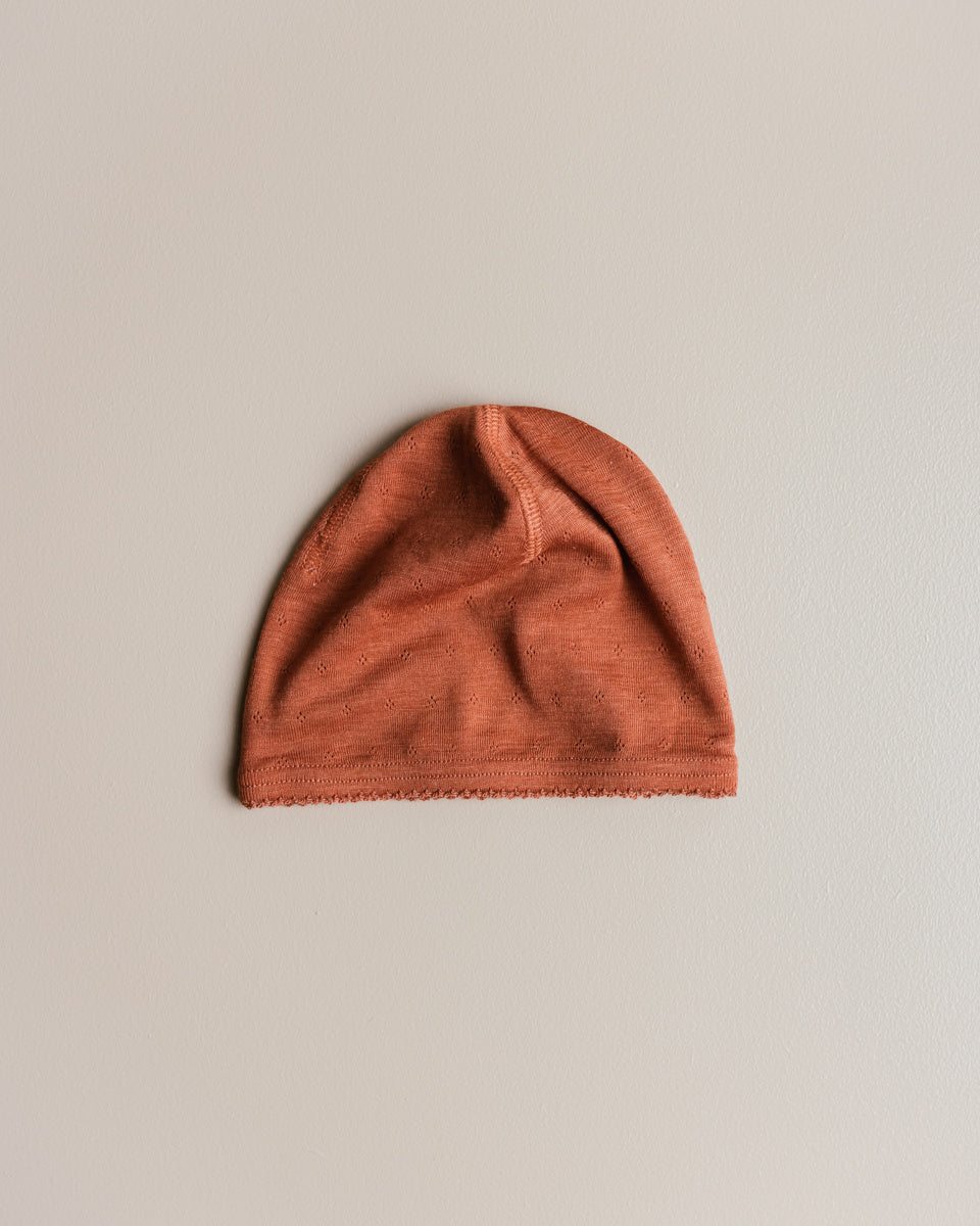 unaduna beanie pointelle wol zijde umber