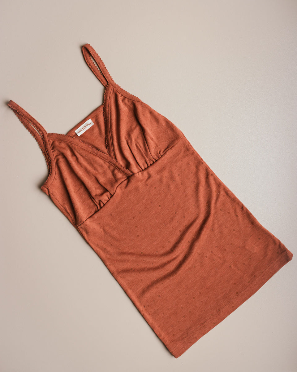 unaduna chemise pointelle wol zijde umber