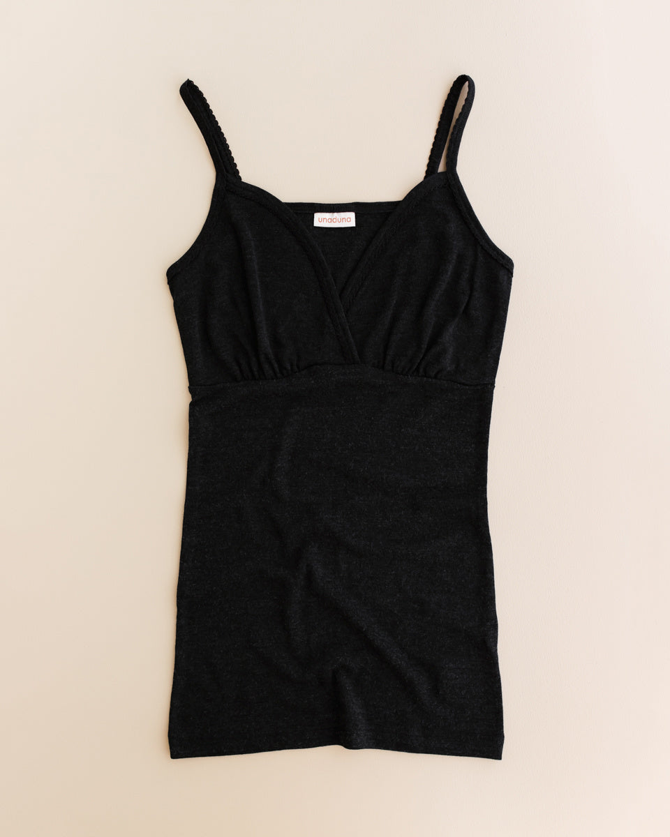 unaduna Chemise pointelle wol:zijde - ebony