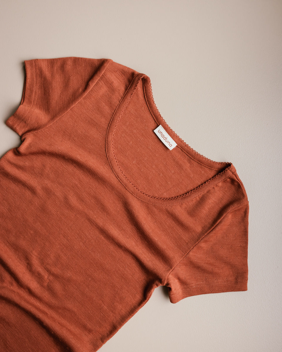 Unaduna dames t shirt wol zijde umber