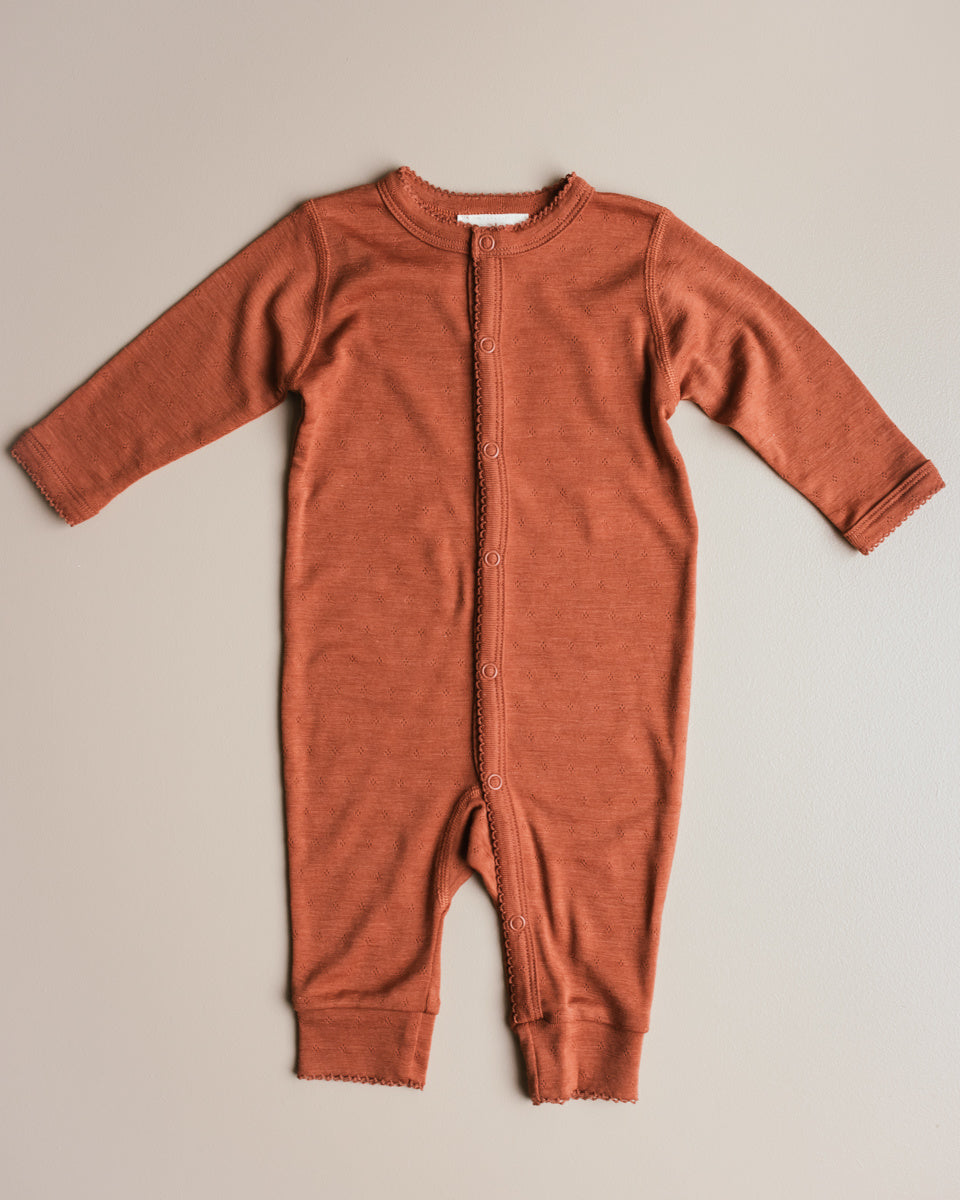 Unaduna jumpsuit pointelle wol zijde umber