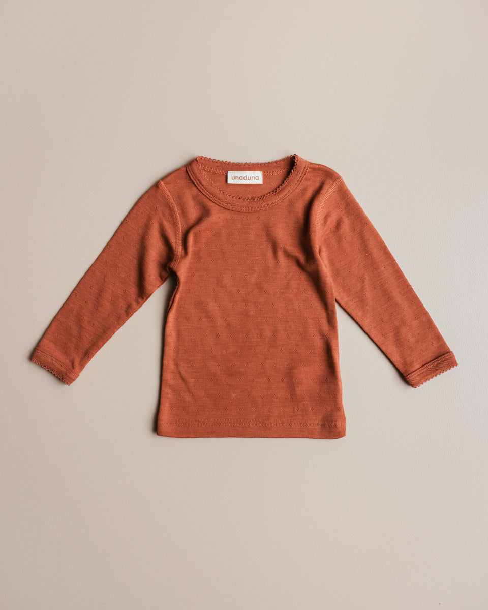 unaduna kids longsleeves pointelle wol zijde umber