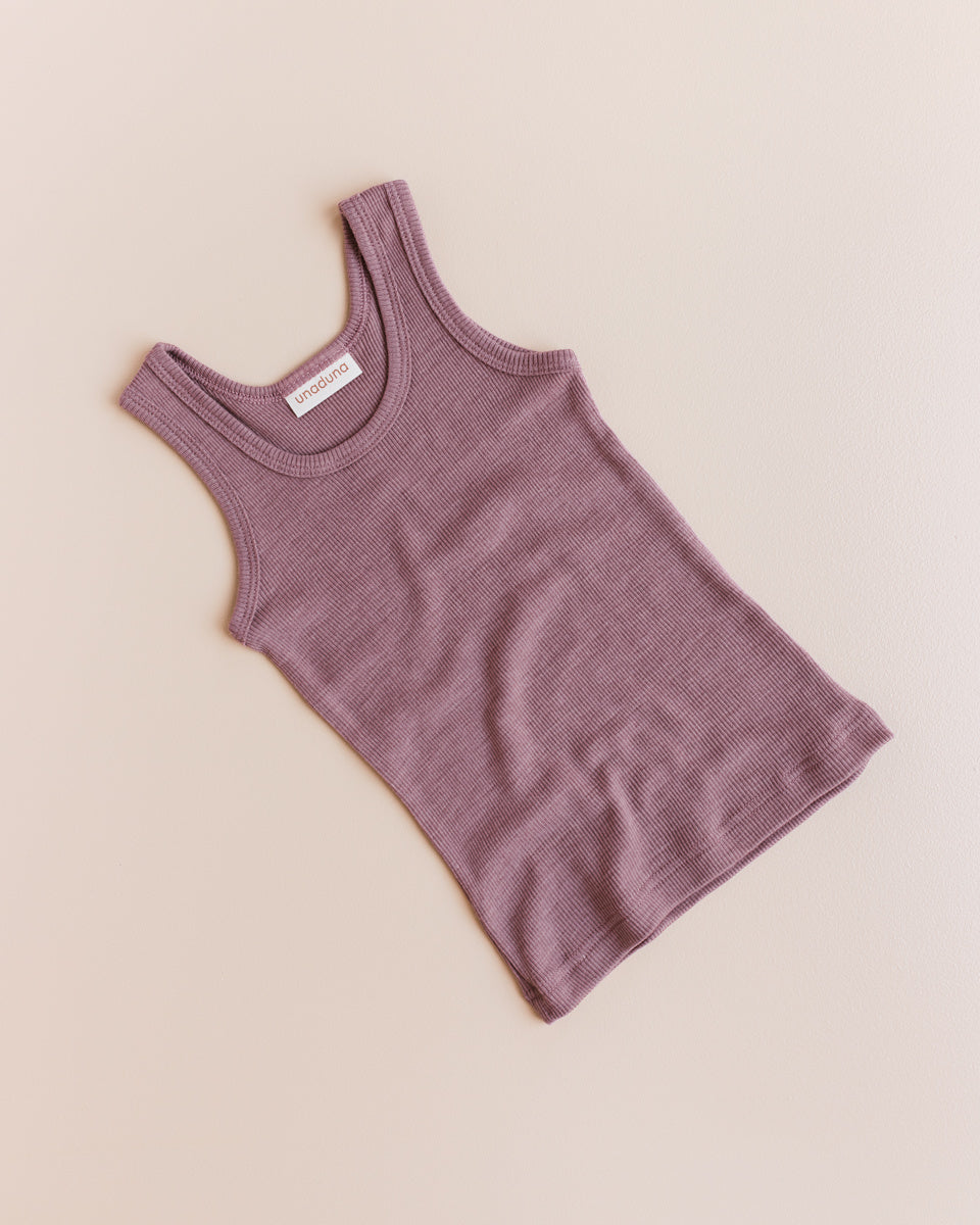 Unaduna kids shirt sleeveless tiny rib mauvewood