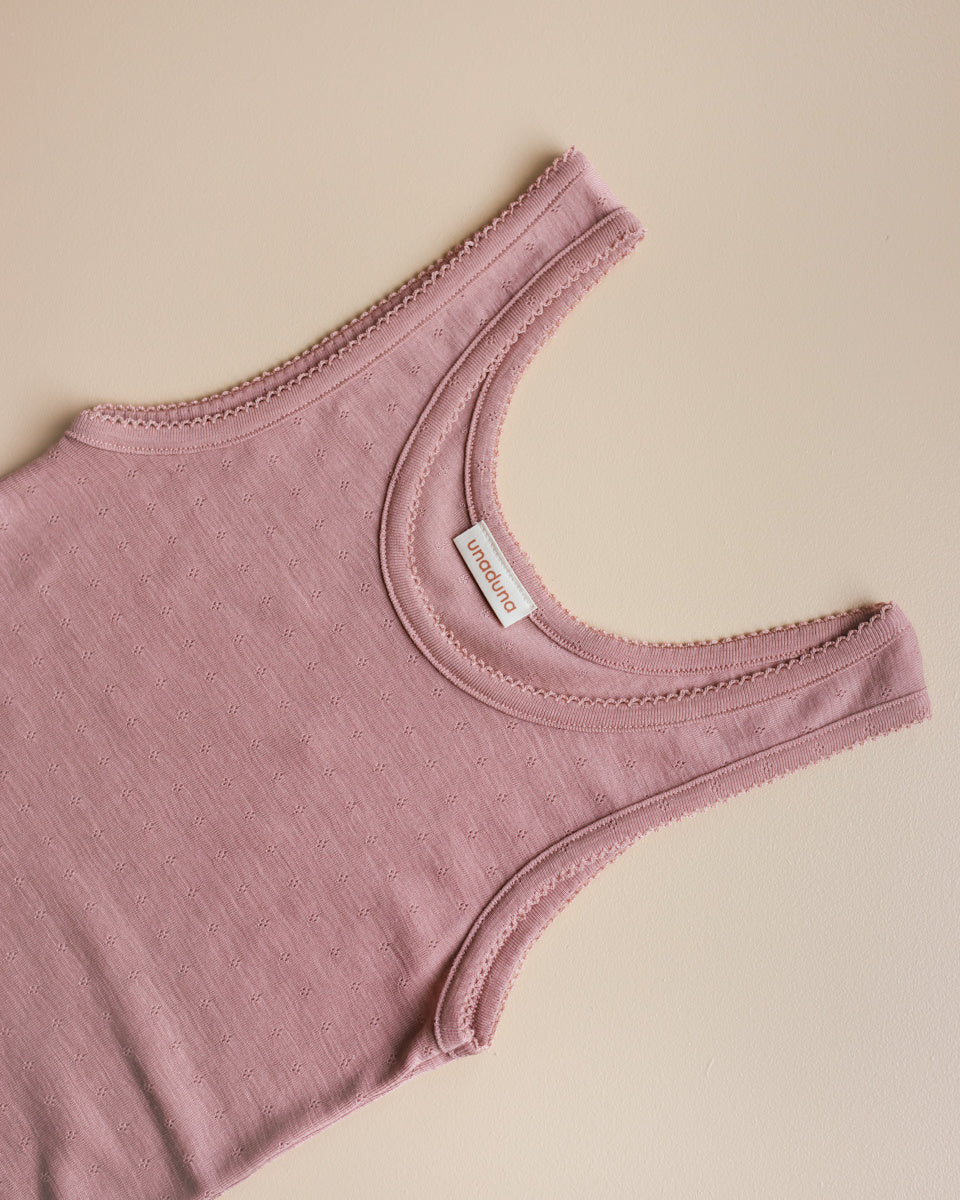unaduna ladies singlet wool silk cameo rose