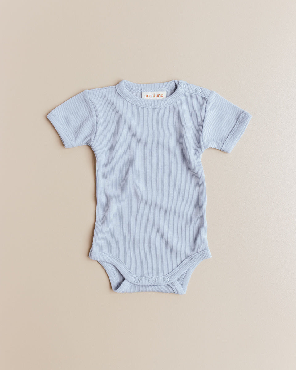 unaduna rompeetje short sleeves tiny rib wol:zijde blue bird